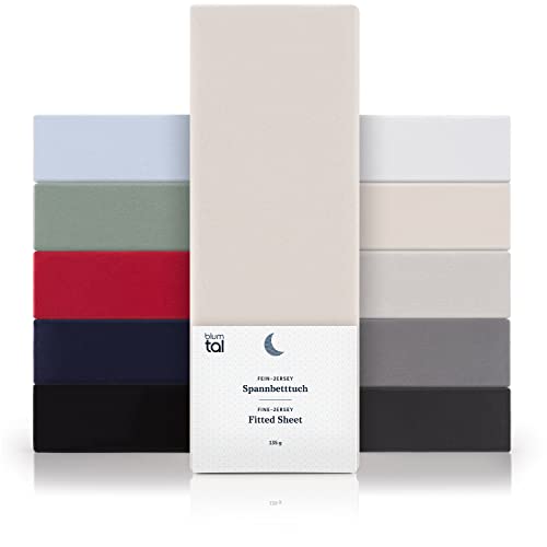 Blumtal® Basics Spannbettlaken 120x200cm Jersey im 2er Set - Spannbettlaken 120x200cm Baumwolle - Oeko-TEX zertifiziertes Spannbetttuch 120x200cm - Matratzenbezug 120x200cm - Leintuch - Elfenbein von Blumtal