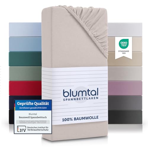 Blumtal® Basics Spannbettlaken 80x160-180 cm Jersey im 2er Set - Bettlaken 80x160 Kinder aus 100% Baumwolle - Oeko-TEX zertifiziertes Spannbettlaken Beistellbett - Spannbettlaken Babybett - Elfenbein von Blumtal