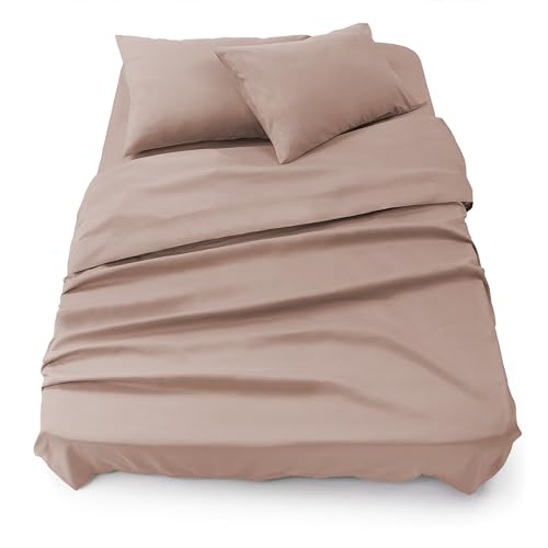 Blumtal® Bettlaken Set 3-teilig - Oeko-TEX zertifiziertes 3er Set - Spannbettlaken 150x200x30cm + Bettlaken ohne Gummi 240x275cm + 2X Kissenbezug 50x80cm - Bettlaken&Kissenbezug - Rose von Blumtal