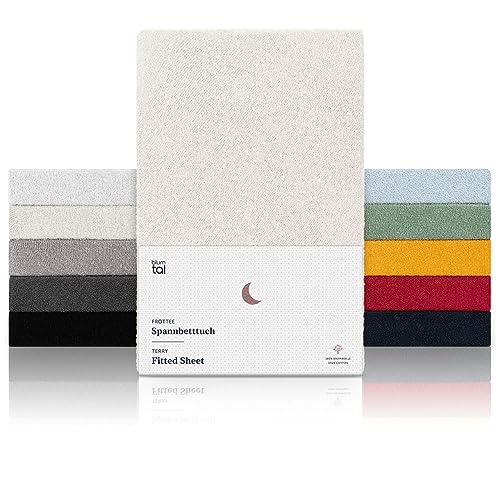Blumtal® Frottee Spannbettlaken 160 x 200 cm - OEKO-TEX zertifiziertes Spannbetttuch 160x200cm - Frottee-Spannbettlaken bis 25cm Matratzenhöhe - Spannbettlaken Frottee - Bettlaken wärmend in Elfenbein von Blumtal