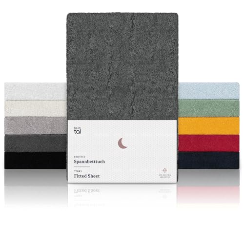 Blumtal Jersey Spannbettlaken 42x81 cm Babybay 2er Set - OEKO-TEX zertifiziertes Spannbettlaken Beistellbett - Stubenwagen Bezug 100% Baumwolle - Babybay Spannbettlaken - Baby Bettwäsche Anthrazit von Blumtal