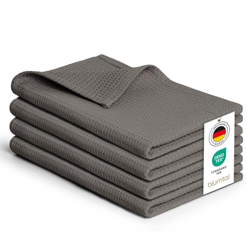 Blumtal® Geschirrtücher 50x70 cm im 4er Set - Geschirrtücher Baumwolle 100% - Küchentücher bei 60 °C waschbar - Küchenhandtücher - Geschirrhandtücher - Küchentücher Baumwolle - Geschirrtücher grau von Blumtal