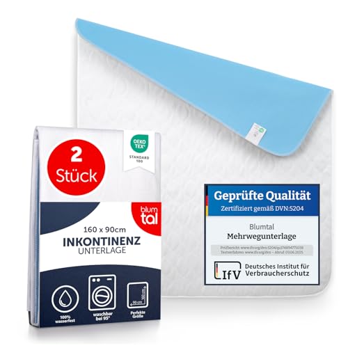 Blumtal® Inkontinenzunterlage waschbar 160x90 cm - Betteinlage für Babys - Oeko-TEX zertifizierte Inkontinenz Bettunterlage Weiss - Bettunterlage wasserdicht - Inkontinenzauflage 160x90 cm - 2er Set von Blumtal