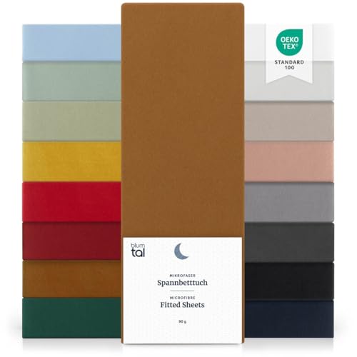 Blumtal® Spannbettlaken Microfaser - Spannbettlaken 90x190 cm im 2er Pack - Oekotex zertifizierter Bettbezug in 90x190 cm - Bettlaken für Matratzen im Set 90x190 cm - Bettbezug - Pumpkin Spice - Braun von Blumtal