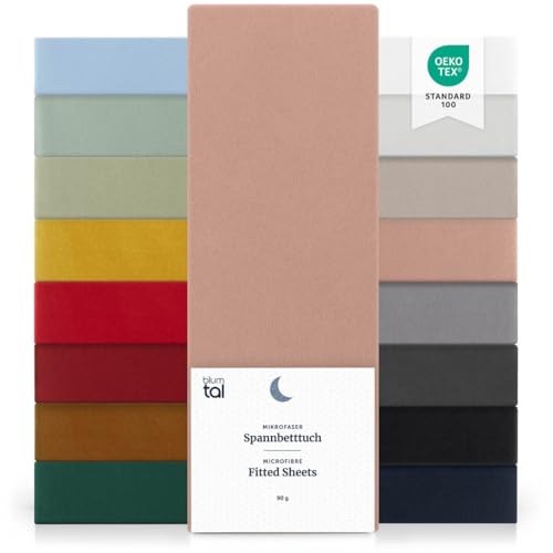 Blumtal® Spannbettlaken Microfaser - Spannbettlaken 90x190 cm im 2er Pack - Oekotex zertifizierter Bettbezug in 90x190 cm - Bettlaken für Matratzen im Set 90x190 cm - Fitted Sheets - Bettbezug - Rosa von Blumtal