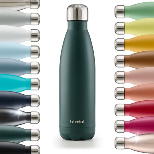 Blumtal Thermosflasche 1L Edelstahl - auslaufsichere Isolierflasche - BPA-freie Trinkflasche kalt & warm - doppelwandige Thermoflasche - rostbeständige Isolierflasche Dunkelgrün von Blumtal