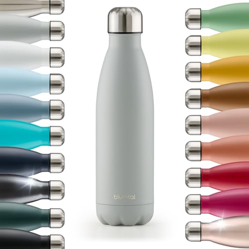 Blumtal Thermosflasche 1L Edelstahl - auslaufsichere Isolierflasche - BPA-freie Trinkflasche Metall kalt & warm - doppelwandige Insulated Bottle - Trinkflasche 1000 ml Ultimate Grey - Grau von Blumtal