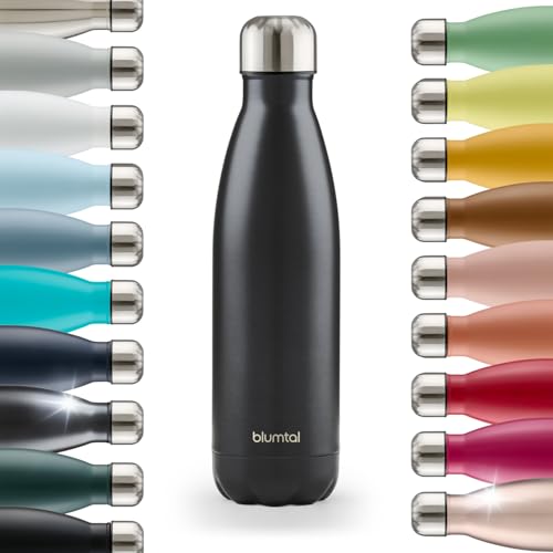 Blumtal Thermosflasche 750 ml Edelstahl - auslaufsichere Isolierflasche - BPA-freie Edelstahl Trinkflasche kalt & warm - doppelwandige Insulated Bottle - rostbeständige Isolierflasche Metall Schwarz von Blumtal