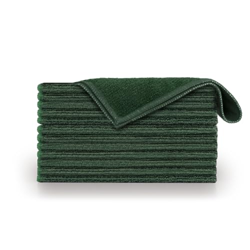 Blumtal 12er Set Mikrofasertücher 30x40 cm Lappen - Geschirrtücher Dark Green - Microfasertücher Putzlappen Waschbar bei 60°C - Reinigungstücher Fensterputztücher - Premium Putztücher Allzwecktücher von Blumtal