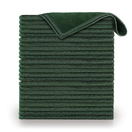 Blumtal 24er Set Mikrofasertücher 30x40 cm Lappen - Geschirrtücher Dark Green - Microfasertücher Putzlappen Waschbar bei 60°C - Reinigungstücher Fensterputztücher - Premium Putztücher Allzwecktücher von Blumtal
