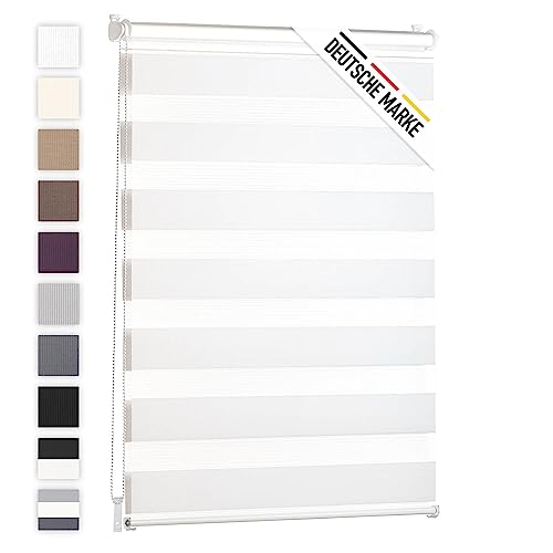 Blumtal 2er-Set Doppelrollo 90 x 155-195cm - Klemmfix Rollo, Rollos für Fenster ohne Bohren, Klemmrollo für Fenster & Türen, Seitenzugrollo, Weiß von Blumtal