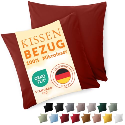 Blumtal Kissenbezug 40 x 40, 2 Stück - Oeko-TEX zert. Kissenbezüge 100% Mikrofaser in extra weich & waschmaschinenfest - Bezug Kissen 40x40 Aurora Red von Blumtal