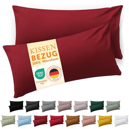 Blumtal Kissenbezug 40 x 60, 2 Stück - Oeko-TEX zert. Kissenbezüge 100% Mikrofaser in extra weich & waschmaschinenfest - Bezug Kissen 40x60 Aurora Red von Blumtal