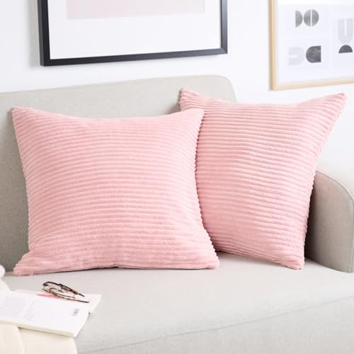 Blumtal 2er Set Kissenbezug 50x50 cm rosa – Kord Kissenhülle mit verstecktem Reißverschluss, weiche Cord Kissenbezüge - für Deko-Kissen Polster Sofakissen Zierkissen & Couchkissen von Blumtal