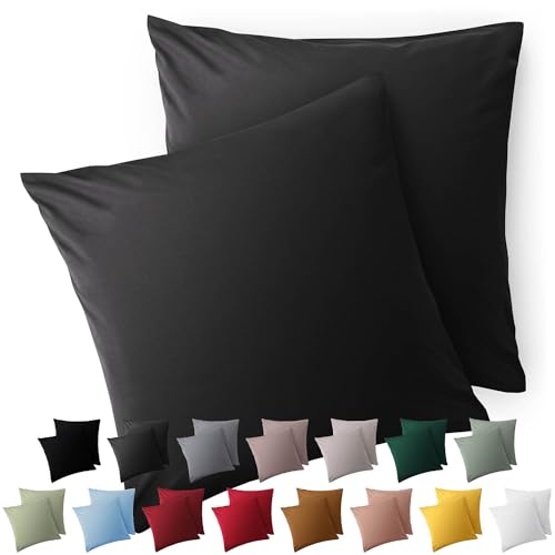 Blumtal Kissenbezug 50 x 50, 2 Stück - Oeko-TEX zert. Kissenbezüge 100% Mikrofaser in extra weich & waschmaschinenfest - Bezug Kissen 50x50 Anthrazit von Blumtal