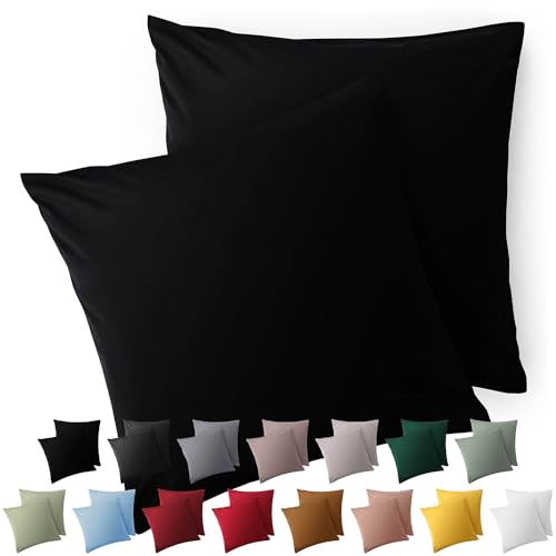 Blumtal Kissenbezug 50 x 50, 2 Stück - Oeko-TEX zert. Kissenbezüge 100% Mikrofaser in extra weich & waschmaschinenfest - Bezug Kissen 50x50 Schwarz von Blumtal