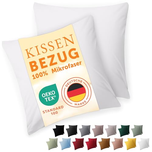 Blumtal Kissenbezug 50 x 50, 2 Stück - Oeko-TEX zert. Kissenbezüge 100% Mikrofaser in extra weich & waschmaschinenfest - Bezug Kissen 50x50 Weiß von Blumtal