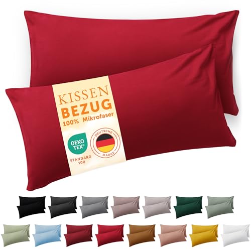 Blumtal Kissenbezug 50 x 70, 2 Stück - Oeko-TEX zert. Kissenbezüge 100% Mikrofaser in extra weich & waschmaschinenfest - Bezug Kissen 50x70 Rot von Blumtal