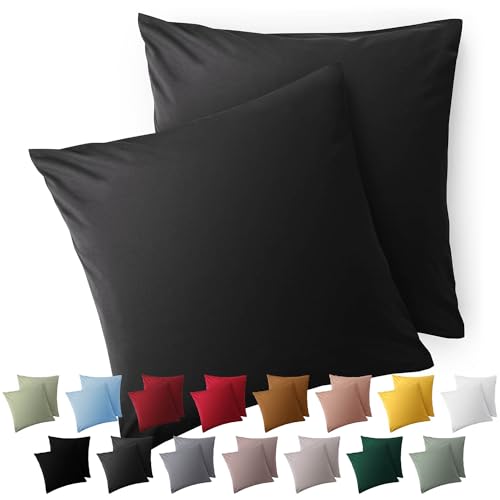 Blumtal Kissenbezug 60 x 60, 2 Stück - Oeko-TEX zert. Kissenbezüge 100% Mikrofaser in extra weich & waschmaschinenfest - Bezug Kissen 60x60 Anthrazit von Blumtal