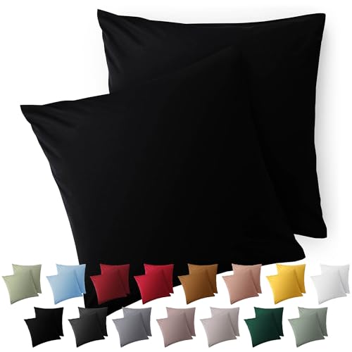 Blumtal Kissenbezug 60 x 60, 2 Stück - Oeko-TEX zert. Kissenbezüge 100% Mikrofaser in extra weich & waschmaschinenfest - Bezug Kissen 60x60 Schwarz von Blumtal