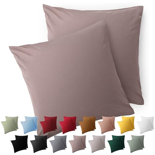 Blumtal Kissenbezug 60 x 60, 2 Stück - Oeko-TEX zert. Kissenbezüge 100% Mikrofaser in extra weich & waschmaschinenfest - Bezug Kissen 60x60 Taupe von Blumtal