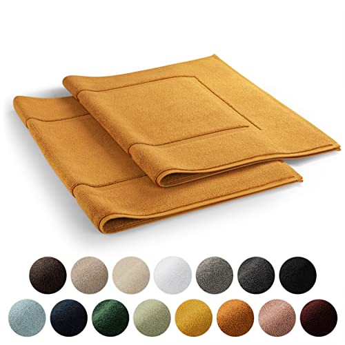 Blumtal 2er Set Premium Badematte aus 100% Baumwoll Frottier 50x80 cm - OEKO-TEX zert. Duschvorleger - extra saugstarker Badvorleger rutschfest waschbar - Badematten & Badteppiche - Duschteppich Taupe von Blumtal