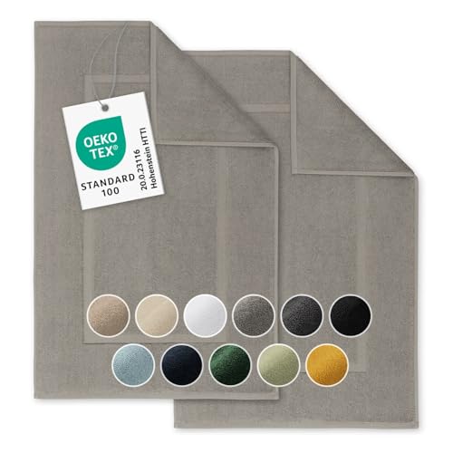 Blumtal 2er Set Premium Badematte aus 100% Baumwoll Frottier 50x80 cm - Oeko-TEX zert. Duschvorleger - extra saugstarker Badvorleger rutschfest waschbar - Badvorleger Beige - Badevorleger Sand Blumtal 2er Set Premium Badematte aus 100% Baumwoll Frottier 50x80 cm - Oeko-TEX zert. Duschvorleger - extra saugstarker Badvorleger rutschfest waschbar - Badvorleger Beige - Badevorleger Sand von Blumtal
