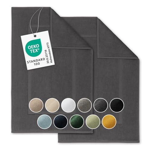 Blumtal 2er Set Premium Badematte aus 100% Baumwoll Frottier 50x80 cm - Oeko-TEX zert. Duschvorleger - extra saugstarker Badvorleger rutschfest waschbar - Badvorleger Beige - Badevorleger Weiß Blumtal 2er Set Premium Badematte aus 100% Baumwoll Frottier 50x80 cm - Oeko-TEX zert. Duschvorleger - extra saugstarker Badvorleger rutschfest waschbar - Badvorleger Beige - Badevorleger Weiß von Blumtal