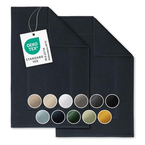 Blumtal 2er Set Premium Badematte aus 100% Baumwoll Frottier 50x80 cm - Oeko-TEX zert. Duschvorleger - extra saugstarker Badvorleger rutschfest waschbar - Badvorleger Set - Duschvorleger Dusty Pink von Blumtal