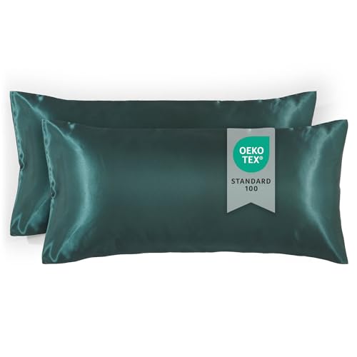 Blumtal Kissenbezug 50 x 70 Satin, 2 Stück - Oeko-TEX zert. Satin Kissenbezug (100% Mikrofaser) extra weich & waschmaschinenfest - haarfreundliche Bezüge Kissen - Bezug Kissen Dunkelgrün Blumtal Kissenbezug 50 x 70 Satin, 2 Stück - Oeko-TEX zert. Satin Kissenbezug (100% Mikrofaser) extra weich & waschmaschinenfest - haarfreundliche Bezüge Kissen - Bezug Kissen Dunkelgrün von Blumtal
