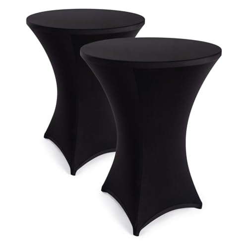 Blumtal Stretchbezug Stehtisch Hussen - Elegante Stehtischhusse für Bistrotisch (2, Schwarz, Ø 60-65cm) von Blumtal