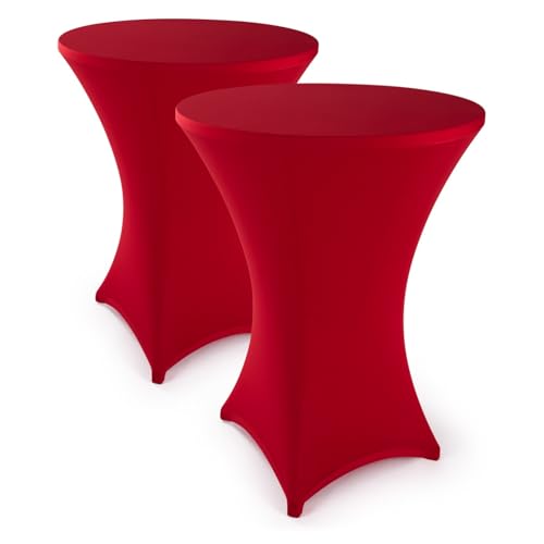 Blumtal Stretchbezug Stehtisch Hussen - Elegante Stehtischhusse für Bistrotisch (2, Rot, Ø 60-65cm) von Blumtal