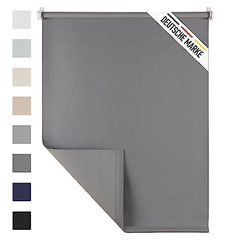 Blumtal Verdunklungsrollo 85 x 130-155 cm im 2er Set - Klemmfix Rollo ohne Bohren - Thermorollo Klemmfix - Fensterrollo Innen für Fenster und Türen - Klemmrollo - Sichtschutz Rollo in Grau von Blumtal