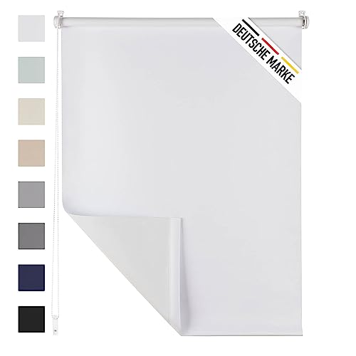 Blumtal Verdunklungsrollo 85 x 130-155 cm im 2er Set - Klemmfix Rollo ohne Bohren - Thermorollo Klemmfix - Fensterrollo Innen für Fenster und Türen - Klemmrollo - Sichtschutz Rollo in Weiß von Blumtal