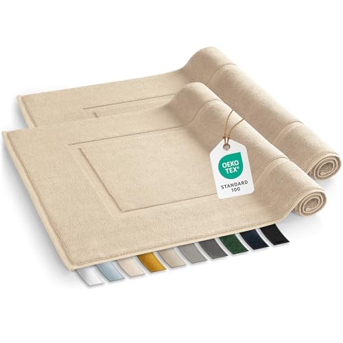 Blumtal Badvorleger Terry - Badezimmerteppich 100% Baumwolle in 50x80 cm - Oeko-Tex zertifizierter Badteppich - Duschvorleger - Badezimmer Teppich und Badvorleger im Set 2 teilig in Sand & Sandfarben Blumtal Badvorleger Terry - Badezimmerteppich 100% Baumwolle in 50x80 cm - Oeko-Tex zertifizierter Badteppich - Duschvorleger - Badezimmer Teppich und Badvorleger im Set 2 teilig in Sand & Sandfarben von Blumtal