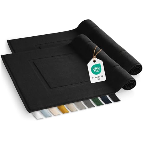 Blumtal Badvorleger Terry - Badezimmerteppich 100% Baumwolle in 50x80 cm - Oeko-Tex zertifizierter Badteppich & Duschvorleger - Badezimmer Teppich/Bath mats - Badvorleger im Set 2 teilig in Schwarz Blumtal Badvorleger Terry - Badezimmerteppich 100% Baumwolle in 50x80 cm - Oeko-Tex zertifizierter Badteppich & Duschvorleger - Badezimmer Teppich/Bath mats - Badvorleger im Set 2 teilig in Schwarz von Blumtal