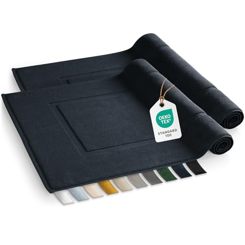 Blumtal Badvorleger Terry - Badezimmerteppich 100% Baumwolle in 50x80 cm - Oeko-Tex zertifizierter Badteppich und Duschvorleger - Badezimmer Teppich und Badvorleger im Set 2 teilig in Dunkelblau Blumtal Badvorleger Terry - Badezimmerteppich 100% Baumwolle in 50x80 cm - Oeko-Tex zertifizierter Badteppich und Duschvorleger - Badezimmer Teppich und Badvorleger im Set 2 teilig in Dunkelblau von Blumtal