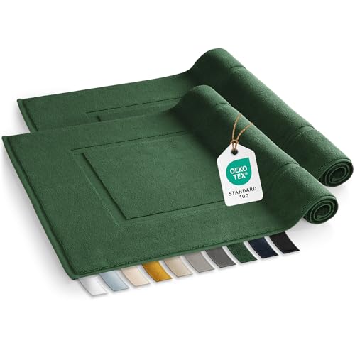 Blumtal Badvorleger Terry - Badezimmerteppich 100% Baumwolle in 50x80 cm - Oeko-Tex zertifizierter Badteppich & Duschvorleger - Badezimmer Teppich und Badvorleger im Set 2 teilig in Dunkelgrün Blumtal Badvorleger Terry - Badezimmerteppich 100% Baumwolle in 50x80 cm - Oeko-Tex zertifizierter Badteppich & Duschvorleger - Badezimmer Teppich und Badvorleger im Set 2 teilig in Dunkelgrün von Blumtal