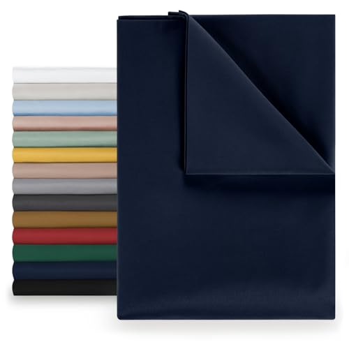 Blumtal® Basic Betttuch 320x275 cm - Bettlaken ohne Gummi - OEKO-TEX zertifiziertes Betttuch ohne Gummi - Leintuch aus gebürstetem Microfaser-Gewebe - Bettlaken ohne Gummizug in Dark Ocean Blue - Blau von Blumtal