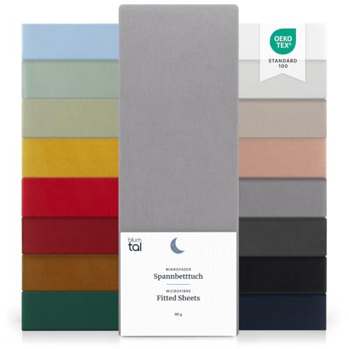 Blumtal® Spannbettlaken Microfaser - Spannbettlaken 90x190 cm im 2er Pack - Oekotex zertifizierter Bettbezug in 90x190 cm - Bettlaken für Matratzen im Set 90x190 cm - Fitted Sheets - Bettbezug - Grau von Blumtal