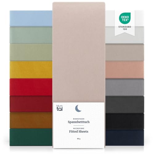 Blumtal® Spannbettlaken 90x200cm 2er Pack - Spannbettlaken Microfaser - Oekotext zertifizierte Bettlaken 90x200cm 2er Set - Spannbetttuch 90x200 cm - Bettbezug 90x200cm/Leintuch 90x200cm Laken - Taupe von Blumtal