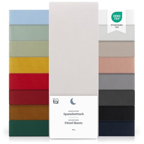 Blumtal® Spannbettlaken 90x200cm 2er Pack - Spannbettlaken Microfaser - Oekotext zertifizierte Bettlaken 90x200cm 2er Set - Spannbetttuch 90x200 cm - Bettbezug 90x200cm / Laken - Moonlight Grey-Grau von Blumtal