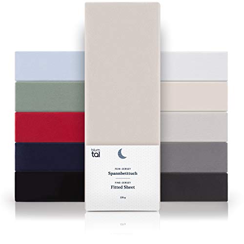 Blumtal Basics - Set di 2 lenzuola Con angoli elasticizzati, 90 x 200 cm, 100% Cotone, Altezza materasso fino a 18 cm, Colore: Avorio von Blumtal
