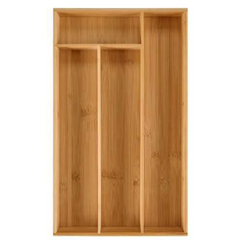 Blumtal Besteckkasten aus 100% Bambus - Schubladentrenner Küche mit 4 Fächern - Küchen Organizer Bambus Box - Organzier Schublade passend für IKEA Maximera - Schubladen Trenner - Besteckeinsatz von Blumtal