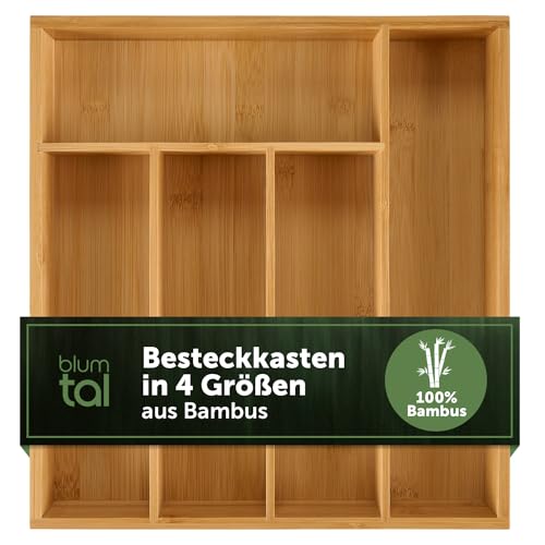 Blumtal Besteckkasten aus 100% Bambus - Schubladentrenner Küche mit 5 Fächern - Küchen Organizer Bambus Box - Organzier Schublade passend für IKEA Maximera - Schubladenorganizer - Besteckeinsätze von Blumtal