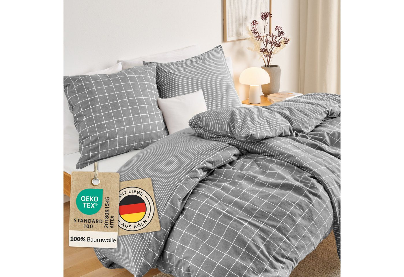 Blumtal Bettwäsche Biber Bettwäsche Oeko-TEX zert. Flanell Bettwäsche Baumwolle 100%, 60 °C waschbar Blumtal Bettwäsche Biber Bettwäsche Oeko-TEX zert. Flanell Bettwäsche Baumwolle 100%, 60 °C waschbar von Blumtal