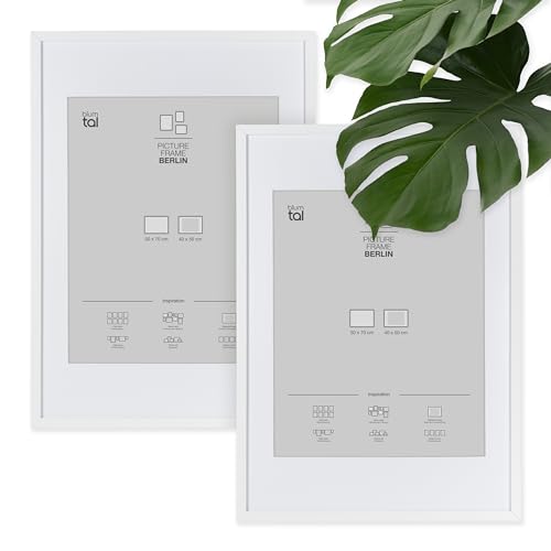 Blumtal – 2er Set Bilderrahmen 50x70 cm, hochwertiger Fotorahmen Berlin aus Holz mit Passepartout, zum Aufhängen, weiß Blumtal – 2er Set Bilderrahmen 50x70 cm, hochwertiger Fotorahmen Berlin aus Holz mit Passepartout, zum Aufhängen, weiß von Blumtal