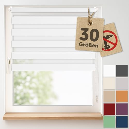 Blumtal Doppelrollo Klemmfix ohne Bohren 75x130 cm - individuell einstellbare Rollos für Fenster ohne Bohren - Fenster Rollos für Innen - leicht installierbare Jalousie Fensterrollo in Weiß Blumtal Doppelrollo Klemmfix ohne Bohren 75x130 cm - individuell einstellbare Rollos für Fenster ohne Bohren - Fenster Rollos für Innen - leicht installierbare Jalousie Fensterrollo in Weiß von Blumtal