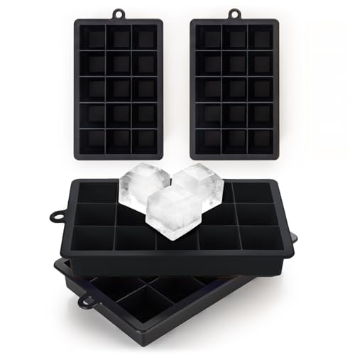 Blumtal Eiswürfelformen Silikon 2x15er - Eiswürfelform - Silikon Eiswürfelform für Eiswürfel 3,3 cm - 2 x Eiswürfelbehälter groß - BPA freie Eiswürfelform 2x - Black Blue - Black Blue von Blumtal