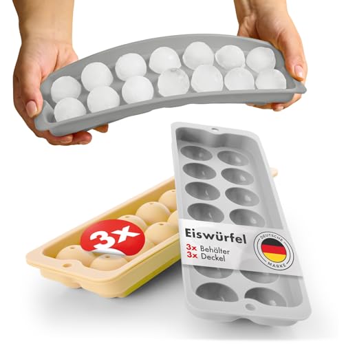 Blumtal Eiswürfelformen Silikon 3er Set - 14er Eiswürfelform mit Deckel - BPA-freie Silikon Eiskugelform -Silikonform Eiswürfel rund - Ice Ball Maker - Grau + Grau + Gelb Blumtal Eiswürfelformen Silikon 3er Set - 14er Eiswürfelform mit Deckel - BPA-freie Silikon Eiskugelform -Silikonform Eiswürfel rund - Ice Ball Maker - Grau + Grau + Gelb von Blumtal